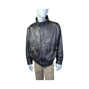 90s Vintage Leather Bomber Jacket | Unisex Oversized Jacket | Members Only, L